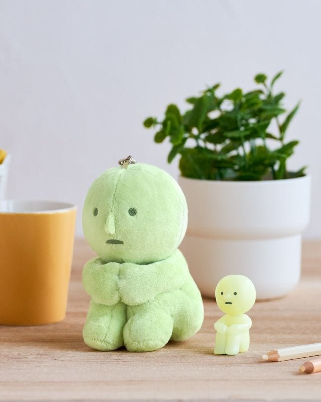 smiski plush keychain in comparison to the mini figure